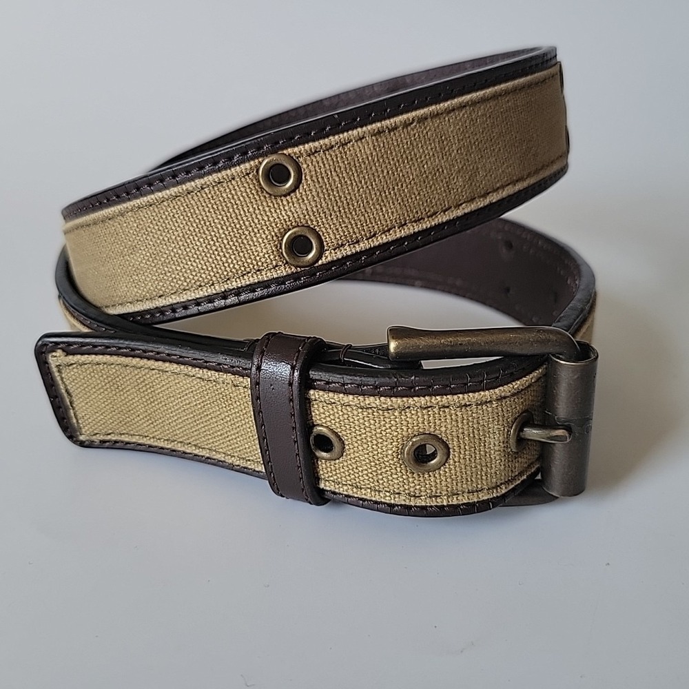 Randa‎ Accessories Canvas Leather Adjustable Waist Belt Medium Casual Minimalist